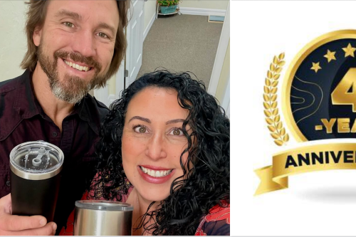 Coffee cup and beans on wooden table, creating a cozy autumn vibe.